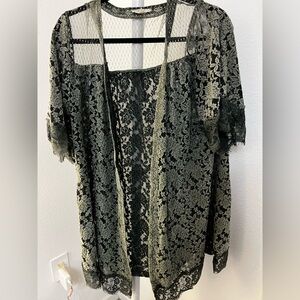 Easel Olive Green Lace Kimono Cardigan – Women’s Medium